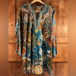 NWT Boho Festival Hippie Art Wear Beaded Embellished African Tunic XL 1X 14 16
